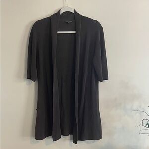 Eileen Fisher Open Front Cardigan Duster Gray Silk Cotton Viscose Cozy‎ M Short